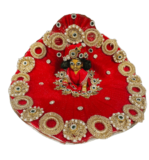 Designer Red Laddu Gopal Dress With Pagdi