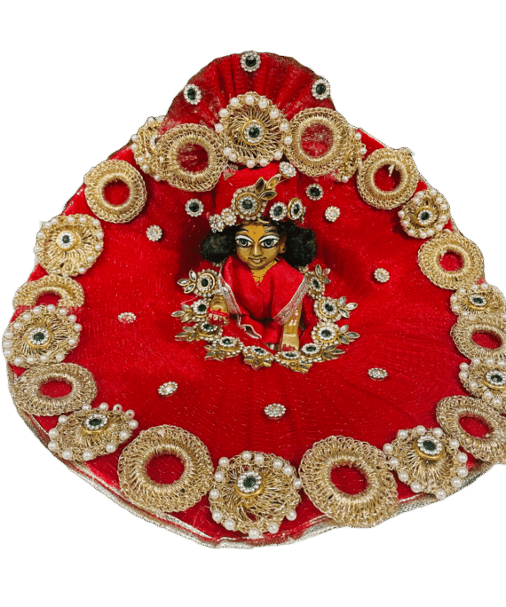 Designer Red Laddu Gopal Dress With Pagdi