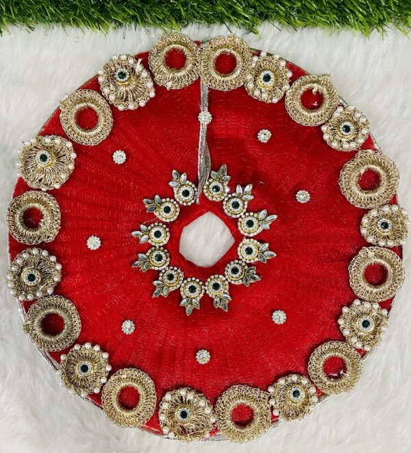 Designer Red Laddu Gopal Dress With Pagdi - Image 4
