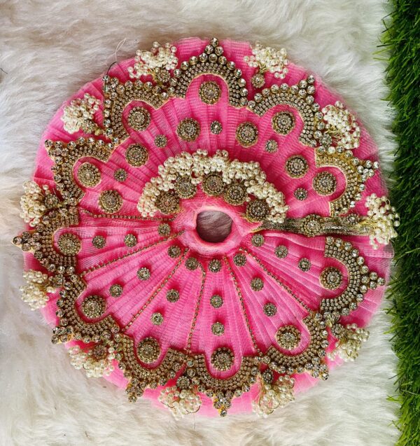Designer Pink Laddu Gopal Dress With Pagdi - Image 3