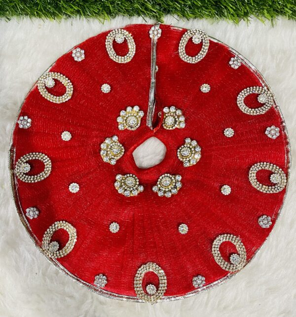 Designer Red Laddu Gopal Dress with Pagdi - Image 3