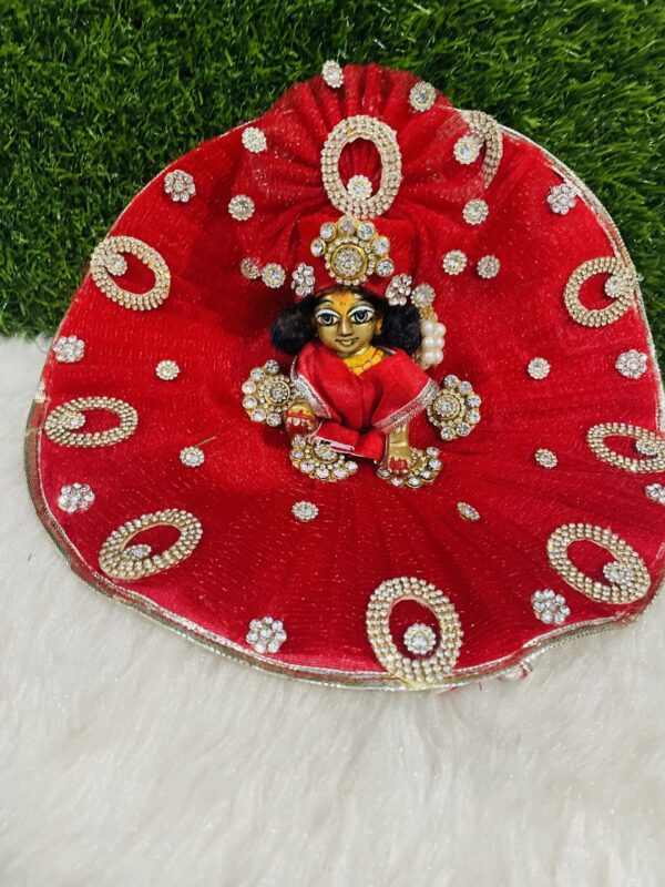Designer Red Laddu Gopal Dress with Pagdi - Image 2
