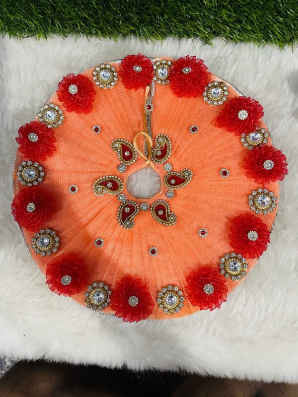 Designer Peach Laddu Gopal Dress - Image 3