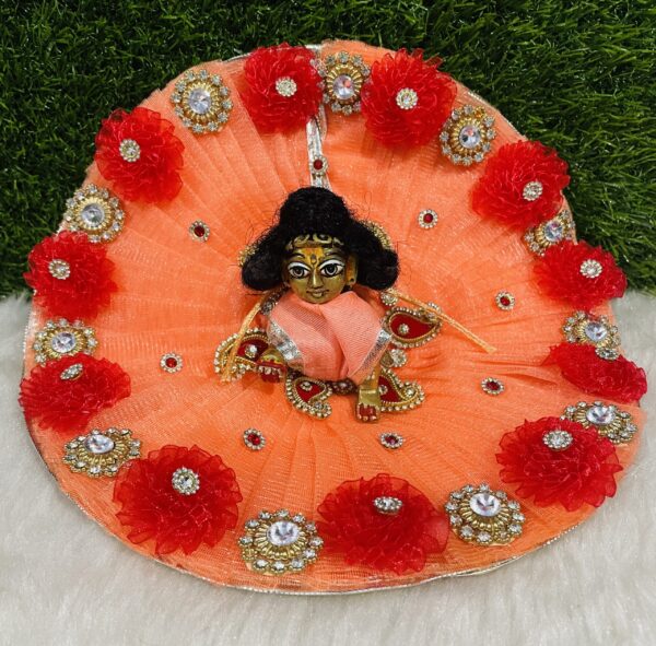 Designer Peach Laddu Gopal Dress - Image 2