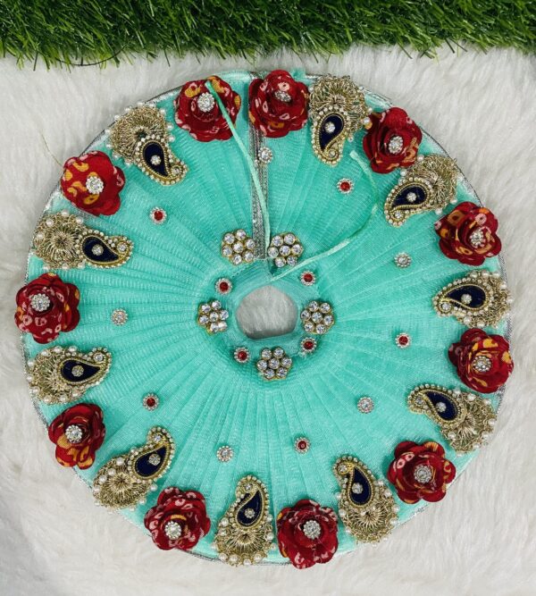 Designer Mint Green Laddu Gopal Dress With Pagdi - Image 4