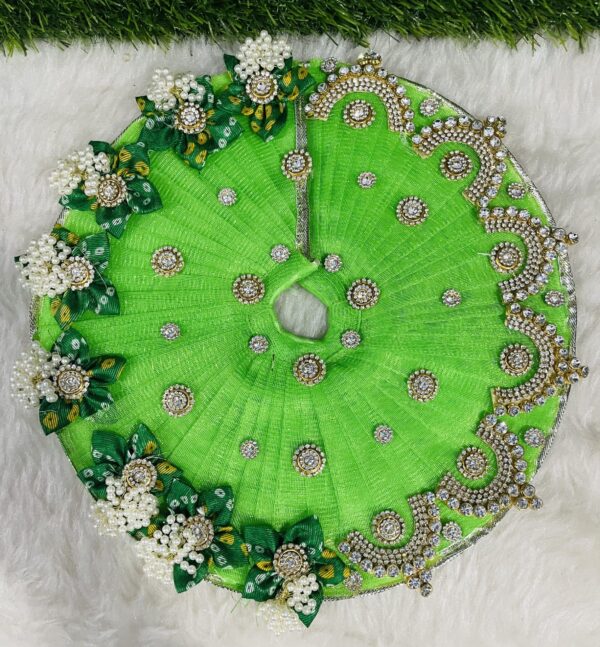 Designer Laddu Gopal Dress in Green With Pagdi - Image 2