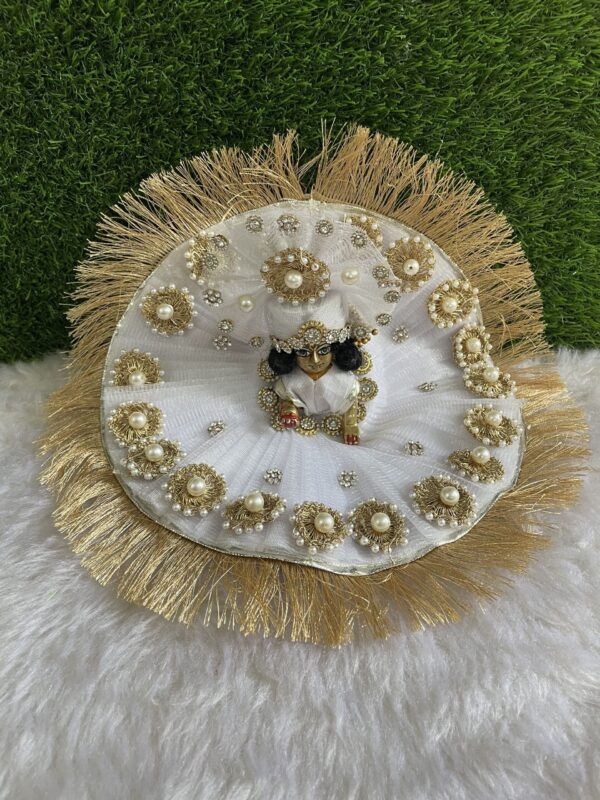 Designer White Laddu Gopal Dress With Pagdi - Image 4