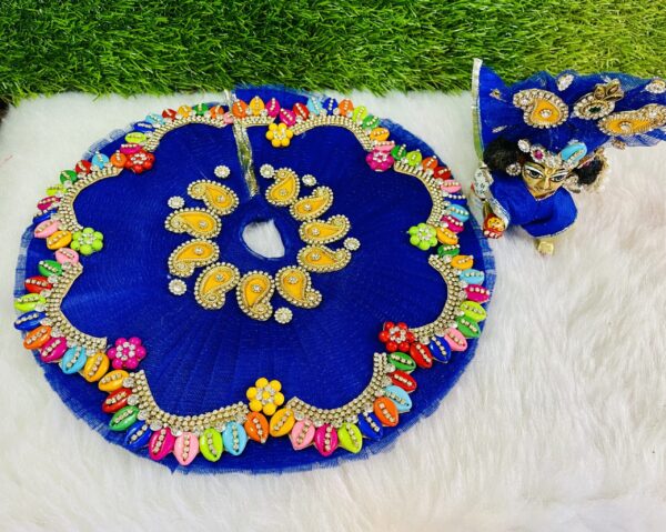 Designer Royal Blue Laddu Gopal Dress With Pagdi - Image 4