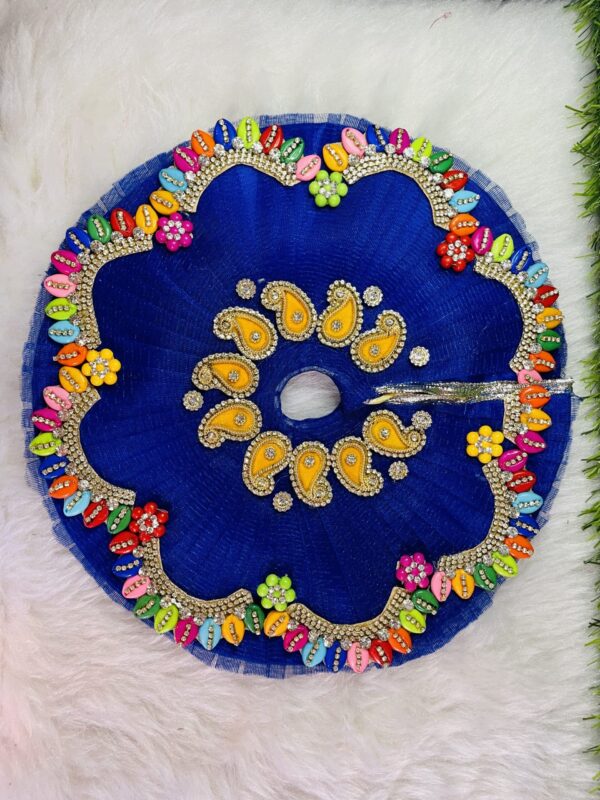 Designer Royal Blue Laddu Gopal Dress With Pagdi - Image 2