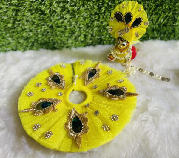 Designer Lemon Yellow Laddu Gopal Dress with Pagdi - Image 4