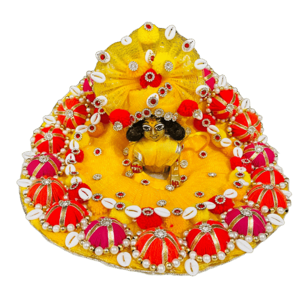 Designer Yellow Laddu Gopal Dress With Pagdi