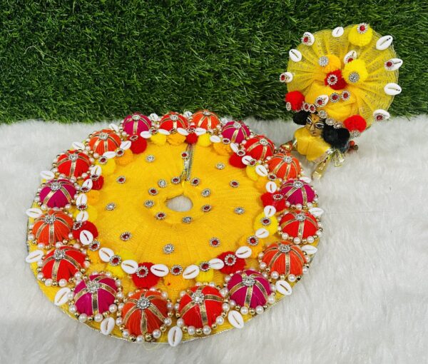 Designer Yellow Laddu Gopal Dress With Pagdi - Image 2