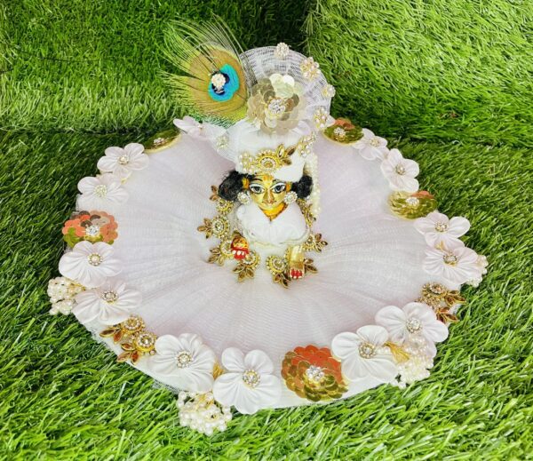 Designer White Laddu Gopal With Pagdi - Image 4