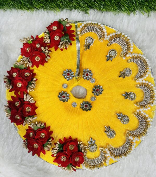 Yellow and Green Heavy Laddu Gopal Designer Dress with Pagdi - Image 3